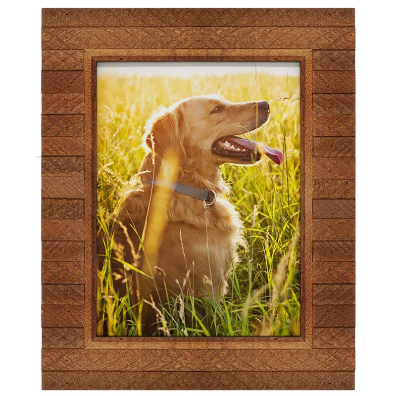 Eosglac 8.5x11 Picture Frames Rustic Brown - Handmade Wooden Photo Frames Wood Plank Design, Wall Mounting Display - Image 1